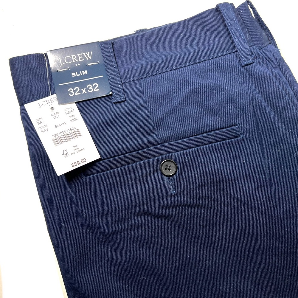 J. Crew Slim Flex Khaki Dress Pants Navy Blue Size 32x32 NEW